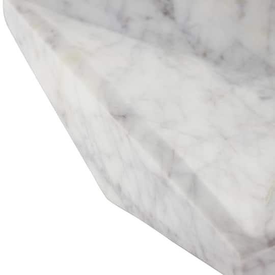 White Marble Geometric Square Tray